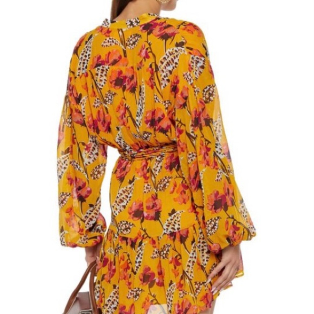 A.L.C. Jen Silk Floral Yellow Dress Size 12 - Picture 6 of 15